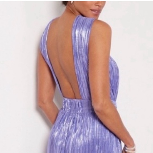 Sabina Musayev Shiraz Shimmering Purple Halter Dress Size Large - Picture 5 of 9